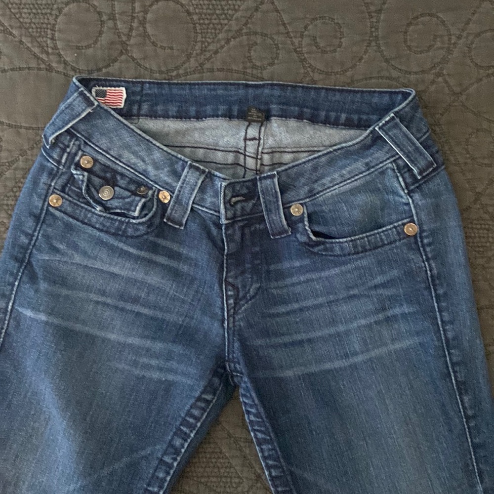 True Religion straight let jeans, size 28. 33.5 in inseam.